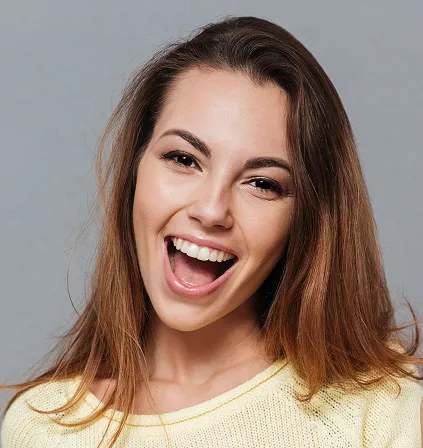 a woman with a smile on her face